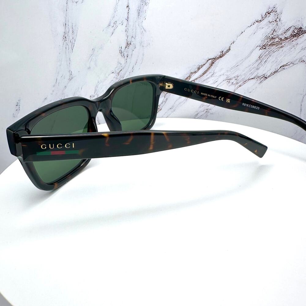 New GUCCI Sunglasses Brown Gold Red Green Web 55-20-145 mm Mens Square Gucci - Picture 15 of 16